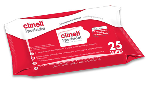 Picture of 25 Clinell Sporicidal Wipes effective against Avian Flu